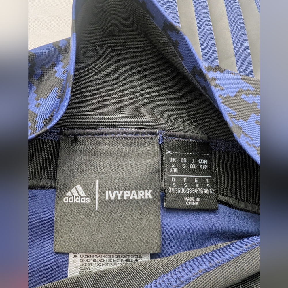 Adidas & IVY PARK Navy Houndstooth Mesh-Panel Leggings - Picture 5 of 7